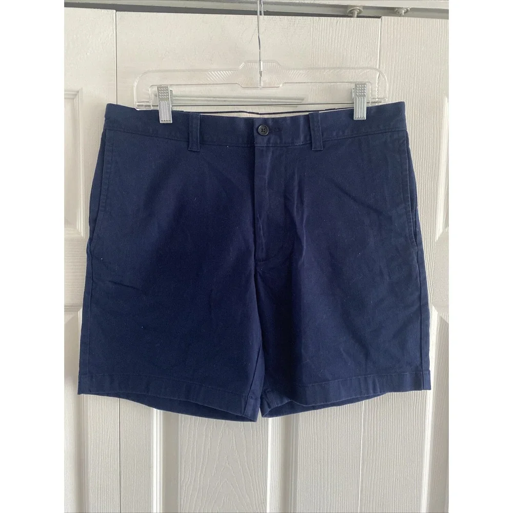 J‎ Crew Mercantile Men's 32 Navy Chino Flat Front Shorts Preppy Cotton
